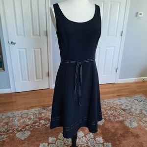 Ann Taylor sleeveless A-line black silk dress